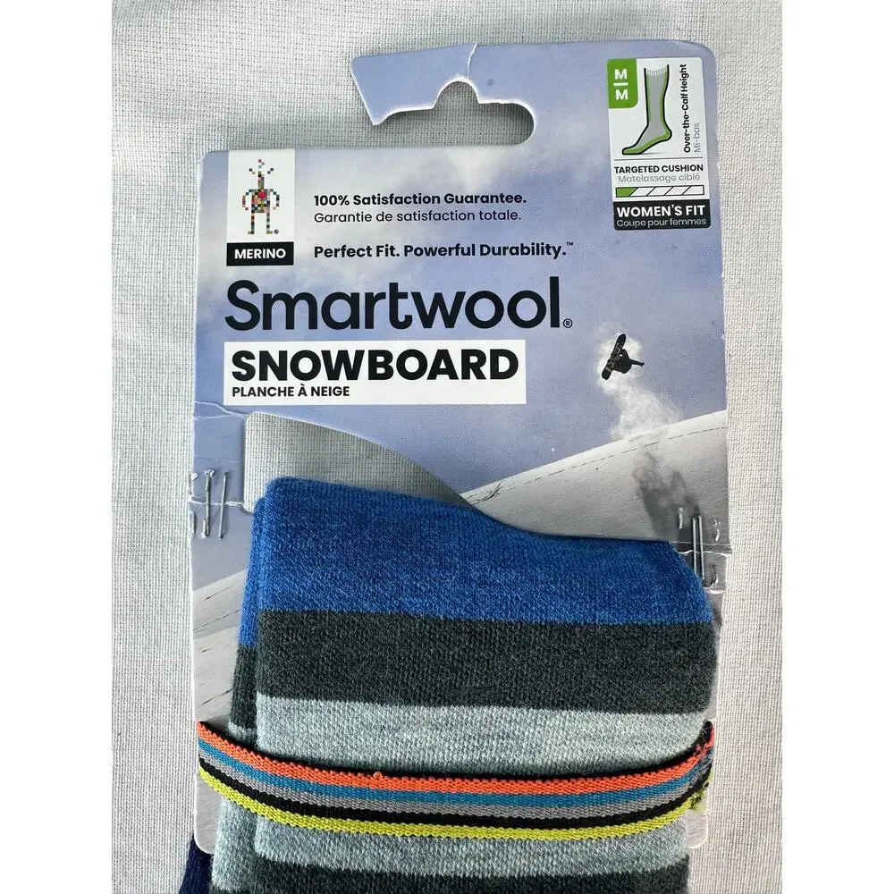 NWT Smartwool Womens M (7-9.5) Snowboarding Socks Cushioned Wool Nylon Sage Blue